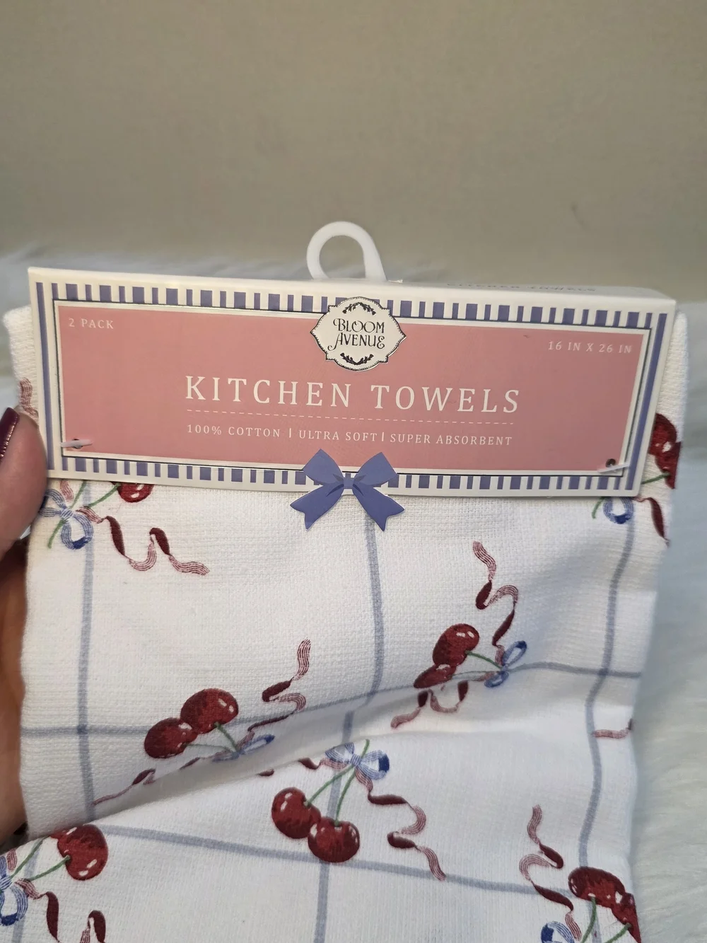 Kitchen Towels with Red Cherry Print